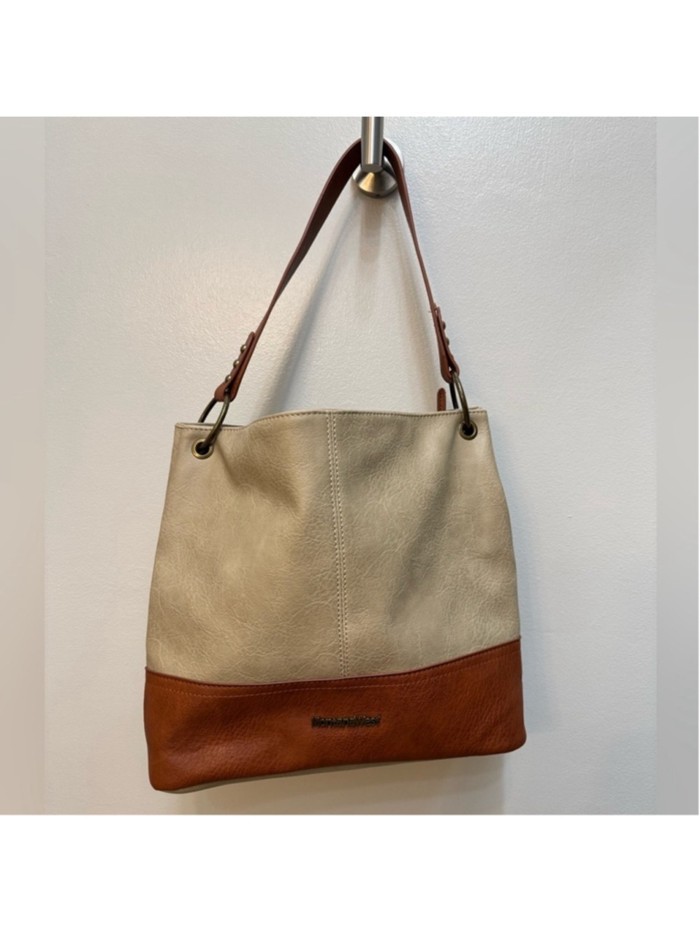 Montana West Purse Bag Medium Leather Brown Beige Equestrian Western Cowgirl